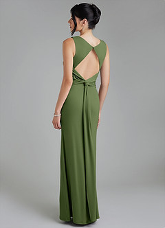 Azazie Ariel Bridesmaid Dresses Olive Mermaid Square Neckline Premium Stretch Jersey Dress image1