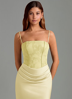 Azazie Emilia Bridesmaid Dresses Lemon Sorbet Mermaid Strapless Stretch Satin Dress image6