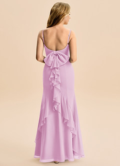 Azazie Lioren Junior Candy Pink Mermaid Bow Chiffon Dress image3