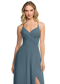 Azazie Davis Bridesmaid Dresses Twilight A-Line V-Neck Chiffon Dress image4