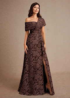 Azazie Milton Mother of the Bride Dresses Ganache A-Line Pleated Floral Burnout Dress image5