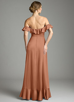 Azazie Lyra Bridesmaid Dresses Bronzer A-Line Off the Shoulder Stretch Satin Convertible Dress image10