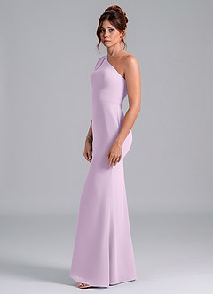 Azazie Rinna Bridesmaid Dresses Frosted Lilac Mermaid One Shoulder Chiffon Dress image4