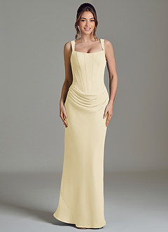 Azazie Niamh Abiti da Damigella Abito Sirena in Chiffon Corsetto Sorbetto Al Limone image3