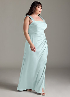 Azazie Jesaphine Bridesmaid Dresses Sea Glass Sheath Bow Stretch Satin Dress image10