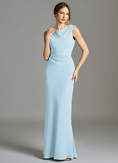 Azazie Kieryn 신부 들러리 드레스 인어 주름진 쉬폰 바닥 길이 드레스 image4