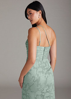 Azazie Eren Jurken voor bruidsmeisjes Jurk van Bloemen Burn-out met Kolom One-shoulder Agave image6