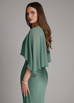 Azazie Ambra Bridesmaid Dresses Eucalyptus Mermaid Pleated Stretch Satin Dress image8