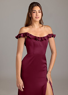 Azazie Callie Robes de demoiselle d'honneur Robe Trapèze Convertible en Satin extensible Rayé Mûre image8
