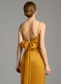 Azazie Adriane Abiti da Damigella Abito Tubino in Raso Elasticizzato Fiocco Caramello image2