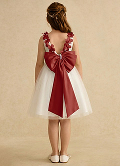 Azazie Lona Jurken voor bloemenmeisjes A-Lijn Jurk van Mat Satijn Boog Ivoor Terracotta image2