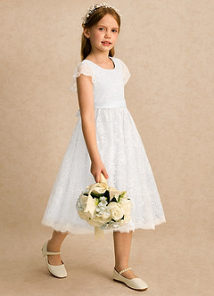Azazie Maisie Flower Girl Klänningar Klänning A-linje i Spets image4