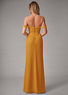 Azazie Haisley Bridesmaid Dresses Butterscotch Sheath Off the Shoulder Chiffon Convertible Dress image7