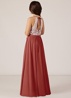 Azazie Fahari Junior Terracotta A-Line Lace Chiffon Dress image4