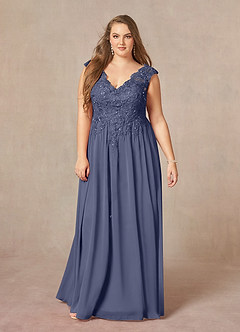 Azazie Amethyst vestidos de madre de la novia Vestido de Tormenta de Gasa de Corte En A con Lentejuelas Cuello V image13