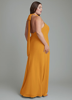 Azazie Velli Bridesmaid Dresses Butterscotch Mermaid High Neck Chiffon Dress image13