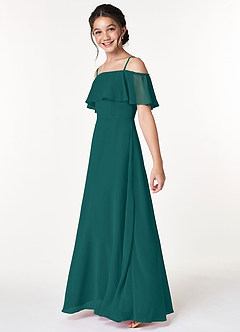 Azazie Maggie Junior Peacock A-Line Off the Shoulder Chiffon Dress image5