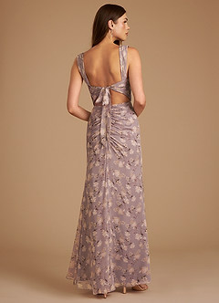 Azazie Jesaphine Bridesmaid Dresses Lilac Bloom Floral Sheath Pleated Bloom Dress image6