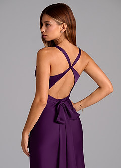 Azazie Hati Brautjungfernkleider Meerjungfrau-Linie Stretch-Satin Kleid Traube image2