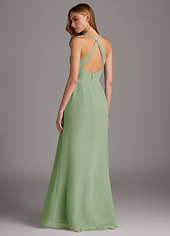 Azazie Manila Bridesmaid Dresses Dusty Sage Sheath V-Neck Chiffon Dress image2