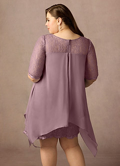 Azazie Flo Abiti per la Madre della Sposa Abito A-Line in Chiffon Pizzo Rosa Polverosa image13