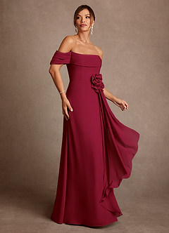 Azazie Amherst Moeder van de bruid jurken A-Lijn Jurk van Chiffon Off the Shoulder Bourgondië image2