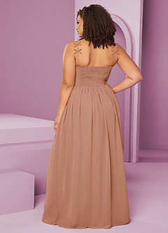 Barbie ♥ Azazie Jurken voor bruidsmeisjes Jurk van Chiffon met A-Lijn Geplooid Champagne Roos image15