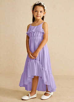 Azazie Karmen Flower Girl Dresses Lilac A-Line Ruched Chiffon Dress image2