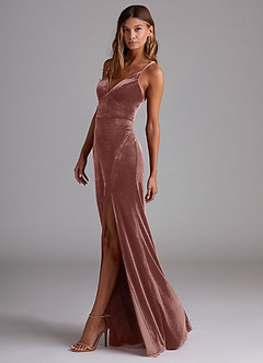 Azazie Becca Robes de demoiselle d'honneur Robe Fourreau en velours Rustikale Rose image2