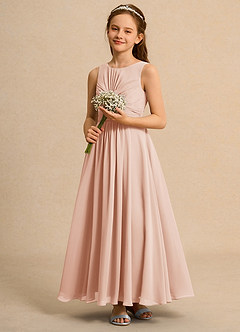 Azazie Ducky Junior Formal Sukienki dla dziewczynek sypiących kwiaty Linia A Pofałdowany Szyfon Długość kostki Sukienka image6