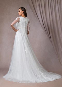 Azazie Renesmee Wedding Dresses A-Line Sequins Tulle Chapel Train Dress image2
