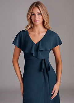 Azazie Lainey Bridesmaid Dresses Dark Navy A-Line with Pockets Chiffon Dress image6