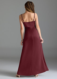 Azazie Maci Junior Cabernet Mermaid Pleated Stretch Satin Dress image2