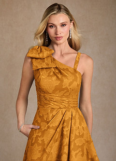 Azazie Easton Mother of the Bride Dresses Butterscotch Ball-Gown One Shoulder Floral Burnout Dress image4