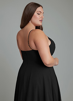 Azazie Amani Bridesmaid Dresses Black A-Line Pleated Chiffon Dress image13