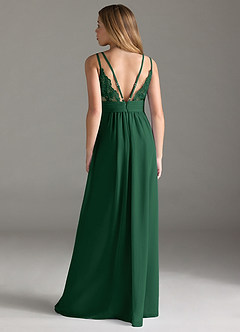 Azazie Maren Allure Junior Vestido de Verde Oscuro de Gasa de Corte En A con Encaje image5