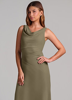 Azazie Nerine Brudtärnklänningar Klä av A-Linje i Chiffong Plisserad Pilgrön image6