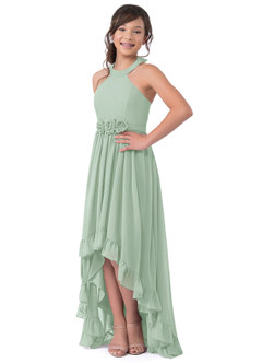 Azazie Hermione Vestido de Agave de Gasa/ Chiffon de Acampanado image5