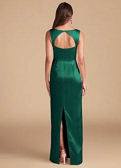 Azazie Flori Brautjungfernkleider Etui Seitliche Cut-Outs Metallischer Satin Kleid Smaragd image4