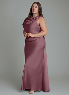 Azazie Kieryn Bridesmaid Dresses Amethyst Mermaid Pleated Stretch Satin Dress image10