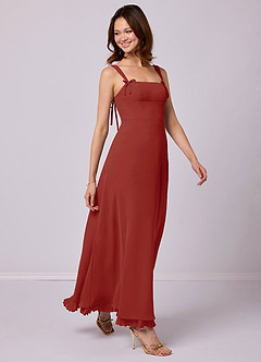 Barbie ♥ Azazie Bridesmaid Dresses Terracotta A-Line Pleated Chiffon Dress image1