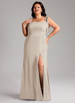 Azazie Frostine Bridesmaid Dresses Frost A-Line Bow Stretch Satin Dress image9