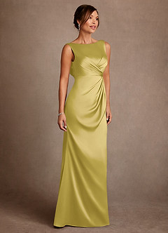 Azazie Baltimore Abiti per la Madre della Sposa Abito A-Line in Raso Elasticizzato Plissettato Canarino image4