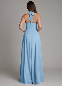 Azazie Irina Bridesmaid Dresses Steel Blue A-Line Pleated Chiffon Dress image3