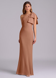 Azazie Yuanna Bridesmaid Dresses Bronzer Mermaid One Shoulder Chiffon Dress image5