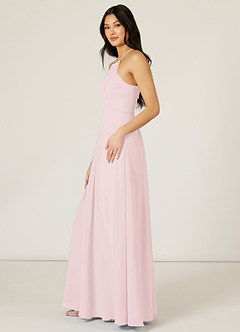 Azazie Sarah Brautjungfernkleider Empire Plissee Chiffon Kleid Zartrosa image3