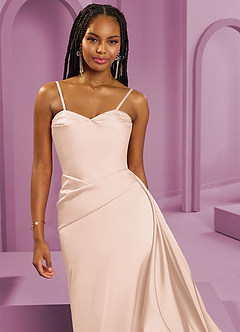 Barbie ♥ Azazie Jurken voor bruidsmeisjes Converteerbaar Jurk van Stretch Satijn met Kolom Strapless Blozend Roze image4