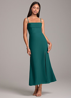 Azazie Saige Bridesmaid Dresses Peacock Sheath Off the Shoulder Chiffon Convertible Dress image7