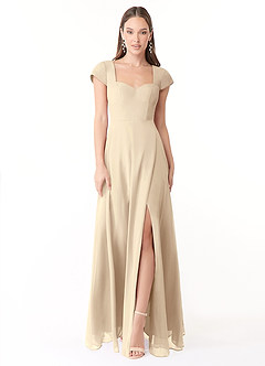 Azazie Hainsly Final Sale Champagne A-Line Sweetheart Neckline Chiffon Dress image1