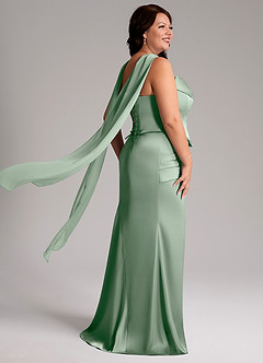 Azazie Sorrel Vestidos de damas de honor Vestido de Agave de Satén Elástico de Corte Sirena Convertible con Sin tirantes image8